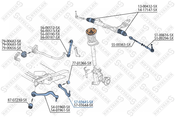 Control/Trailing Arm, wheel suspension 57-03645-SX