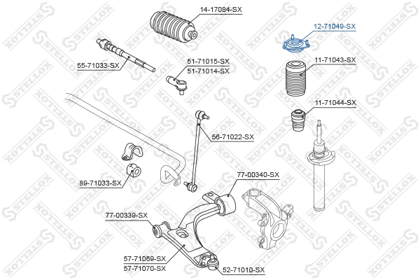Suspension Strut Support Mount 12-71049-SX