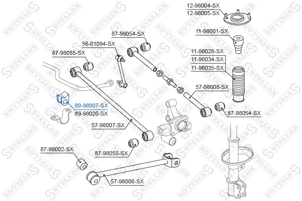 Mounting, stabiliser bar 89-98007-SX