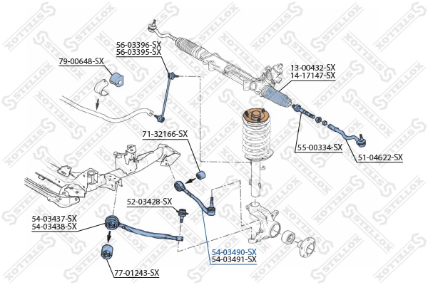 Control/Trailing Arm, wheel suspension 54-03490-SX