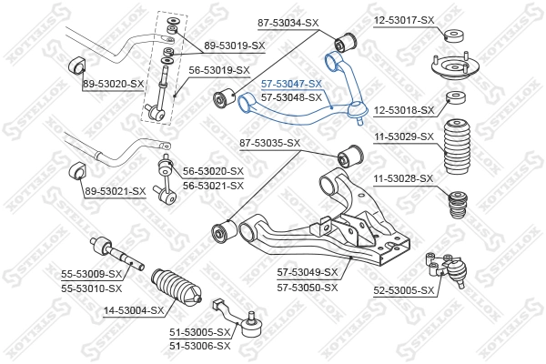 Control/Trailing Arm, wheel suspension 57-53047-SX
