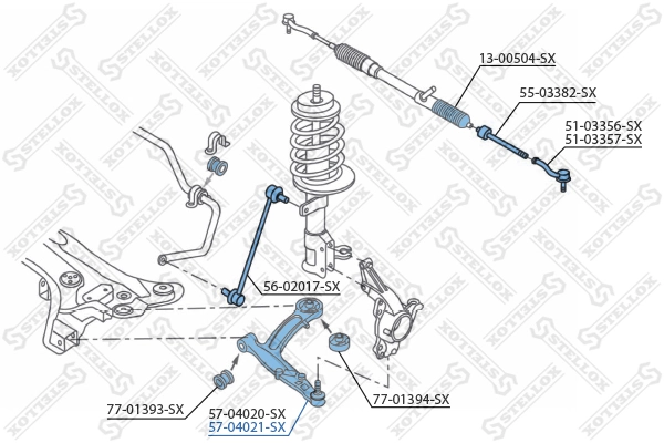 Control/Trailing Arm, wheel suspension 57-04021-SX