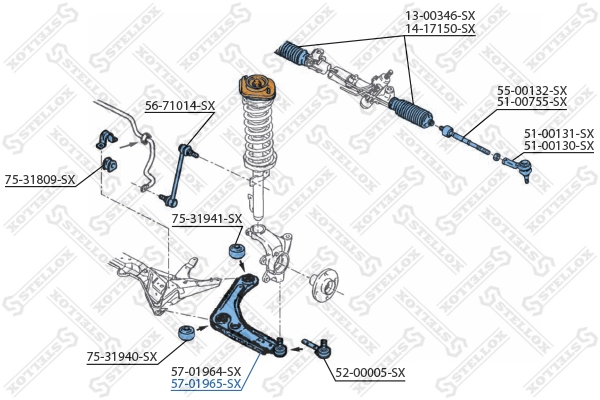 Control/Trailing Arm, wheel suspension 57-01965-SX