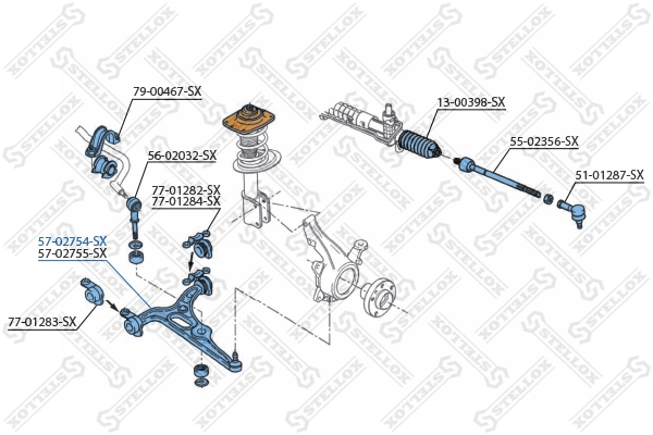 Control/Trailing Arm, wheel suspension 57-02754-SX