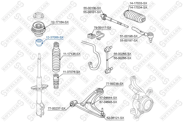 Repair Kit, suspension strut support mount 12-37066-SX