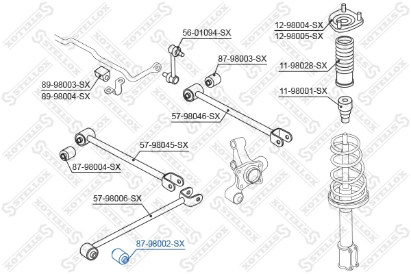 STELLOX 87-98002-SX Mounting, control/trailing arm