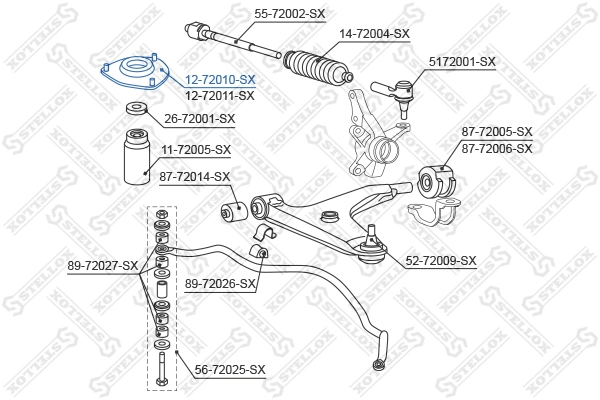 Suspension Strut Support Mount 12-72010-SX