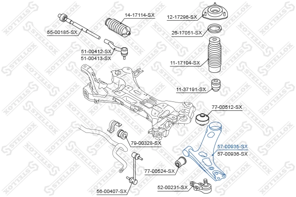 Control/Trailing Arm, wheel suspension 57-00935-SX