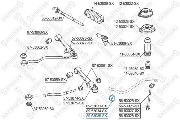 Mounting, stabiliser bar 89-53035-SX