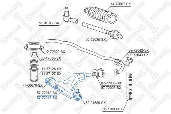 Control/Trailing Arm, wheel suspension 57-72017-SX