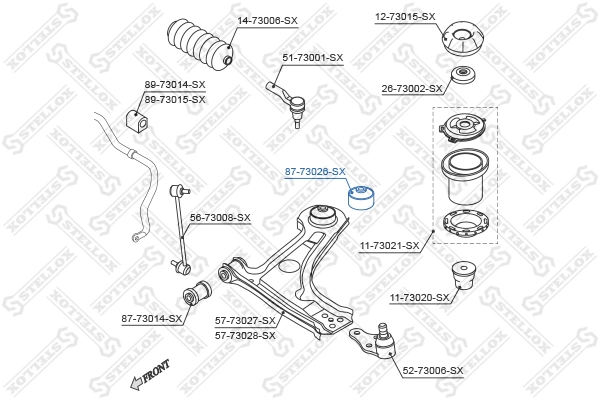 Mounting, control/trailing arm 87-73026-SX