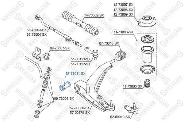 Mounting, control/trailing arm 87-73011-SX