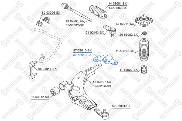 Mounting, control/trailing arm 87-53043-SX