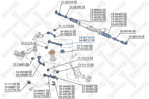 Control/Trailing Arm, wheel suspension 54-00718-SX