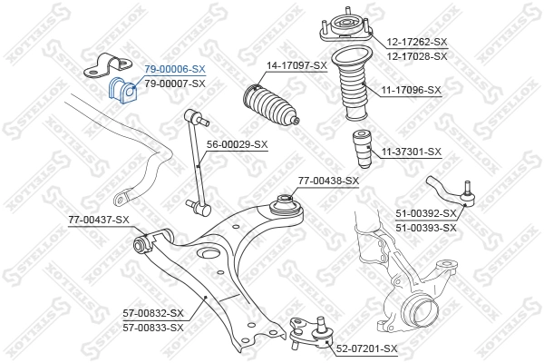 Mounting, stabiliser bar 79-00006-SX