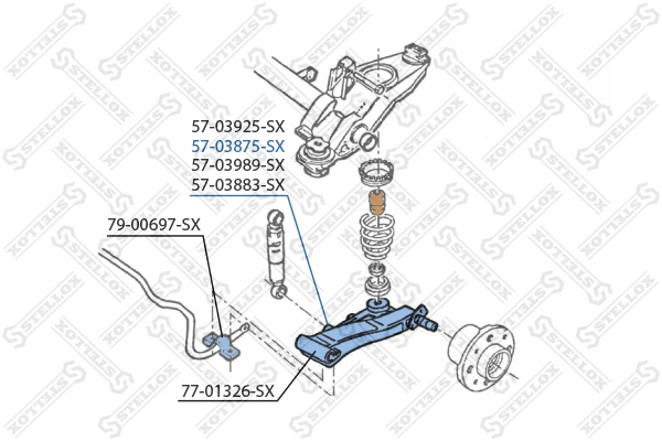 Control/Trailing Arm, wheel suspension 57-03875-SX