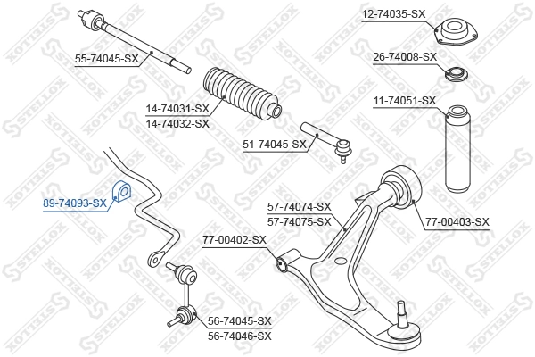Mounting, stabiliser bar 89-74093-SX