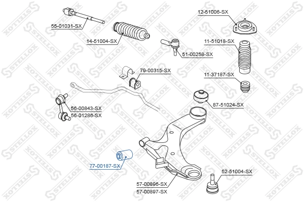 Mounting, control/trailing arm 77-00187-SX