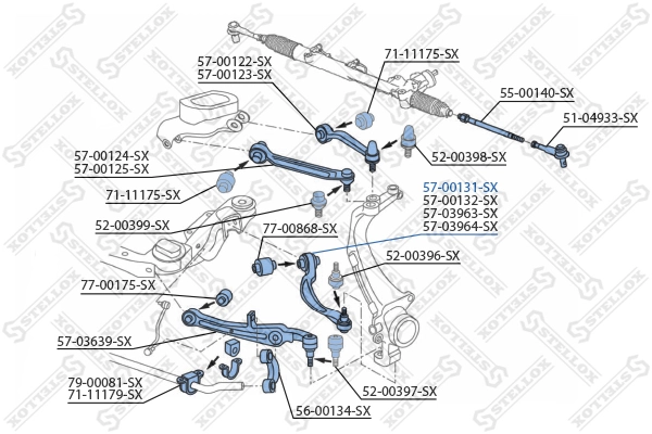 Control/Trailing Arm, wheel suspension 57-00131-SX