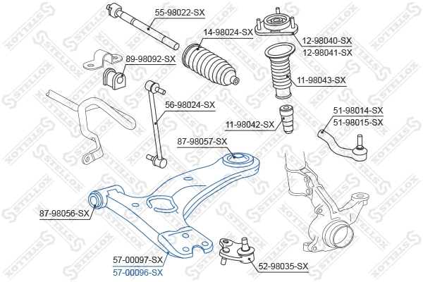 Control/Trailing Arm, wheel suspension 57-00096-SX