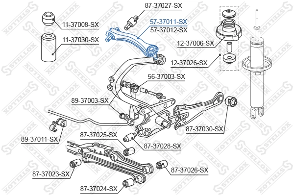 Control/Trailing Arm, wheel suspension 57-37011-SX
