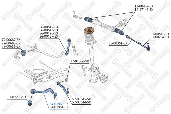 Control/Trailing Arm, wheel suspension 54-01960-SX