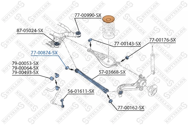 STELLOX 77-00874-SX Mounting, control/trailing arm