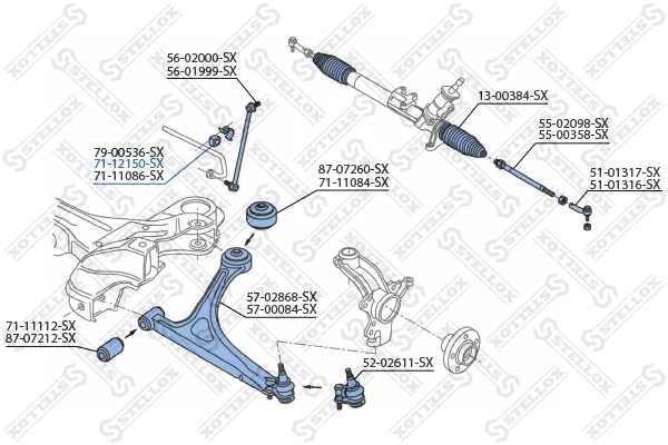 Mounting, stabiliser bar 71-12150-SX