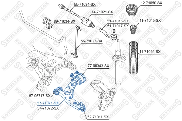 Control/Trailing Arm, wheel suspension 57-71071-SX