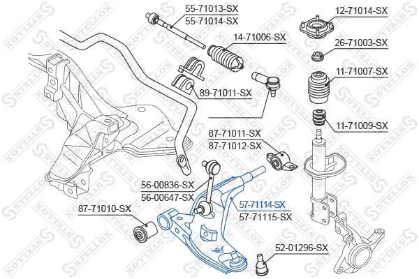 Control/Trailing Arm, wheel suspension 57-71114-SX
