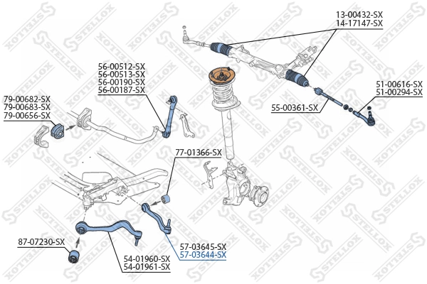 Control/Trailing Arm, wheel suspension 57-03644-SX