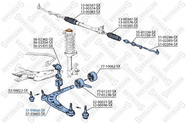 Control/Trailing Arm, wheel suspension 57-03666-SX