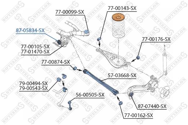 Mounting, control/trailing arm 87-05834-SX