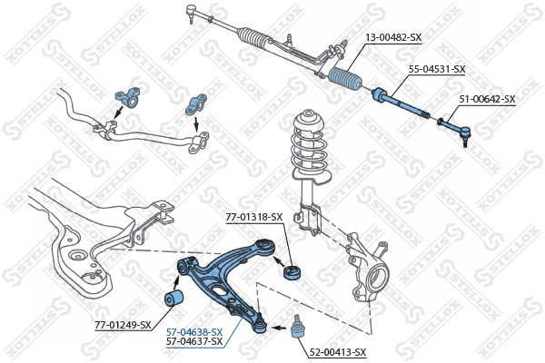 Control/Trailing Arm, wheel suspension 57-04638-SX