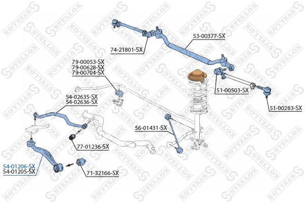 Control/Trailing Arm, wheel suspension 54-01206-SX