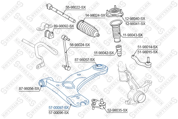 Control/Trailing Arm, wheel suspension 57-00097-SX