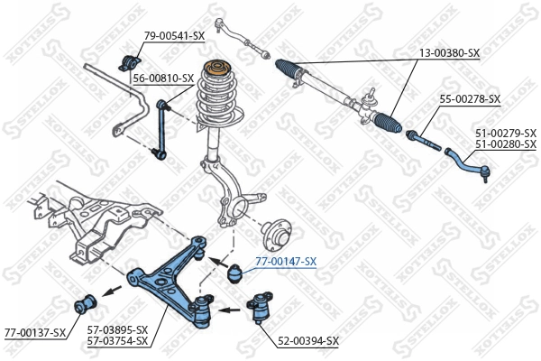 STELLOX 77-00147-SX Mounting, control/trailing arm