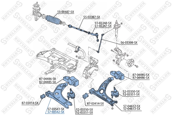 Control/Trailing Arm, wheel suspension 57-03542-SX
