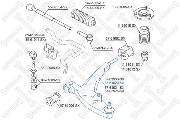 Control/Trailing Arm, wheel suspension 57-61020-SX