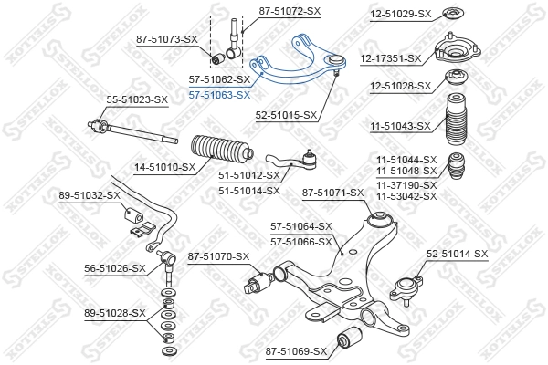 Control/Trailing Arm, wheel suspension 57-51063-SX