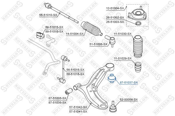 STELLOX 87-51037-SX Mounting, control/trailing arm