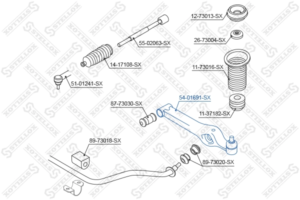 Control/Trailing Arm, wheel suspension 54-01691-SX