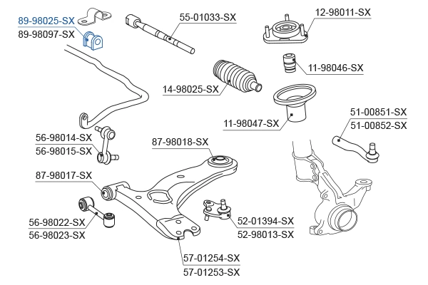 STELLOX 89-98025-SX Mounting, stabiliser bar