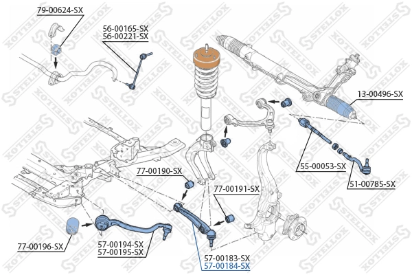 Control/Trailing Arm, wheel suspension 57-00184-SX