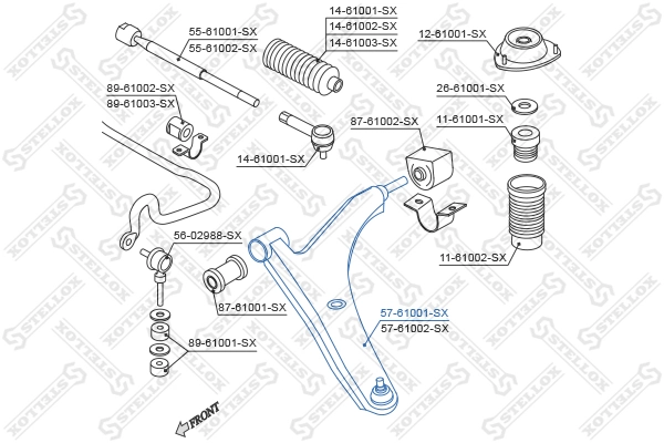 Control/Trailing Arm, wheel suspension 57-61001-SX