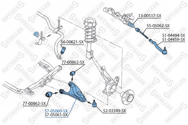 Control/Trailing Arm, wheel suspension 57-05060-SX