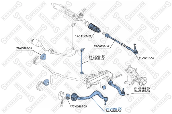 Control/Trailing Arm, wheel suspension 54-04103-SX