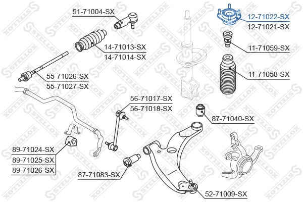 STELLOX 12-71022-SX Suspension Strut Support Mount