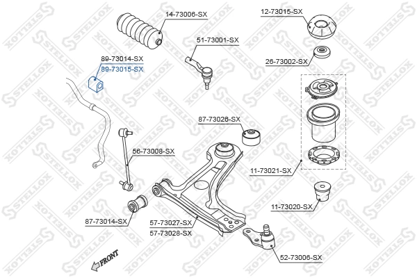 Mounting, stabiliser bar 89-73015-SX