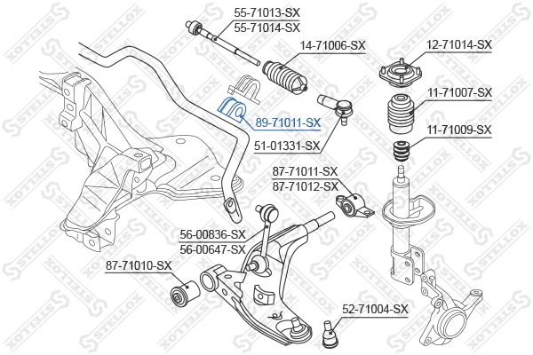 Mounting, stabiliser bar 89-71011-SX